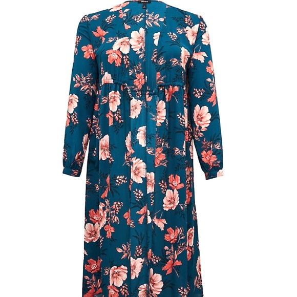 🌼TORRID Teal Floral Print Beautiful Kimono🌼 - Picture 3 of 16